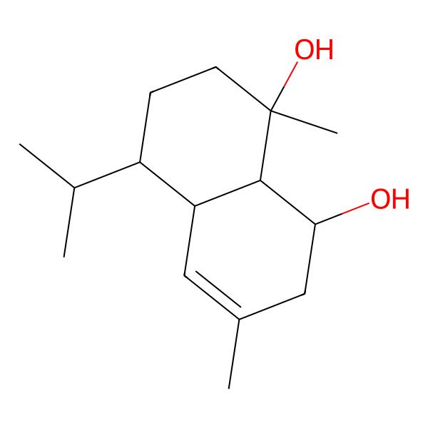 2D Structure of (1R,4aR,5R,8S,8aR)-3,8-dimethyl-5-propan-2-yl-2,4a,5,6,7,8a-hexahydro-1H-naphthalene-1,8-diol 2D Structure of (1R,4aR,5R,8S,8aR)-3,8-dimethyl-5-propan-2-yl-2,4a,5,6,7,8a-hexahydro-1H-naphthalene-1,8-diol