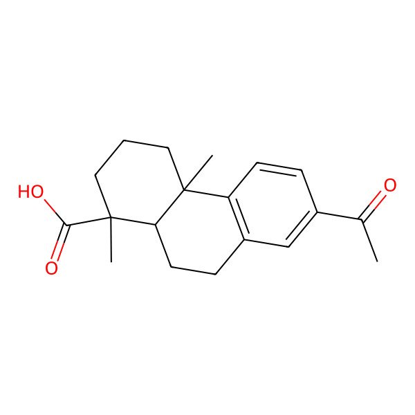 2D Structure of (1R,4aS,10aR)-7-acetyl-1,4a-dimethyl-2,3,4,9,10,10a-hexahydrophenanthrene-1-carboxylic acid