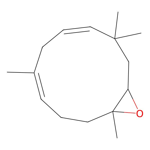 2D Structure of (1R,4E,7Z,11R)-1,5,9,9-tetramethyl-12-oxabicyclo[9.1.0]dodeca-4,7-diene