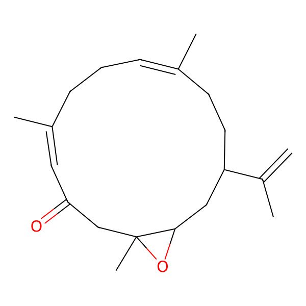 2D Structure of (1R,4E,8E,12R,14S)-1,5,9-trimethyl-12-prop-1-en-2-yl-15-oxabicyclo[12.1.0]pentadeca-4,8-dien-3-one