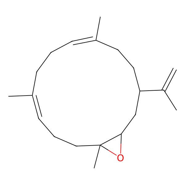 2D Structure of (1R,4E,8E,12S,14R)-1,5,9-trimethyl-12-prop-1-en-2-yl-15-oxabicyclo[12.1.0]pentadeca-4,8-diene