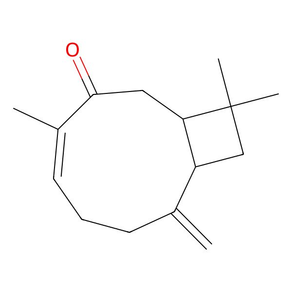 2D Structure of (1R,4E,9S)-4,11,11-trimethyl-8-methylidenebicyclo[7.2.0]undec-4-en-3-one