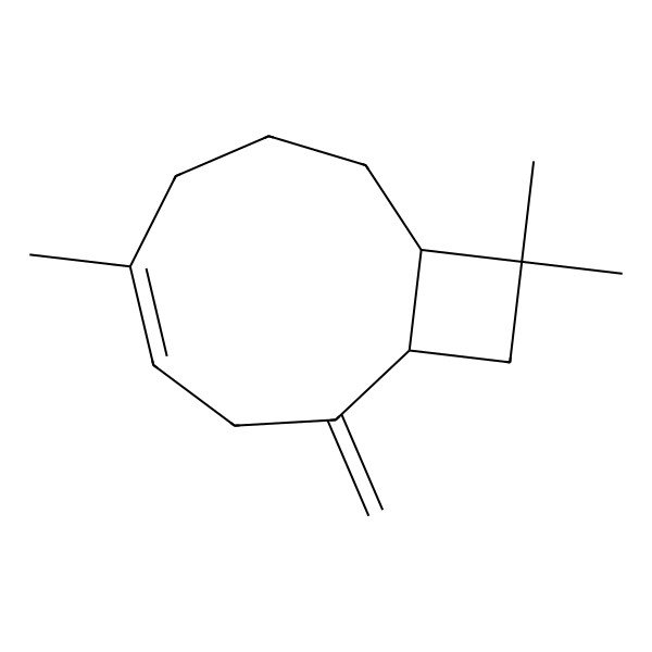 2D Structure of (1R,4E,9S)-5,10,10-trimethyl-2-methylidenebicyclo[7.2.0]undec-4-ene