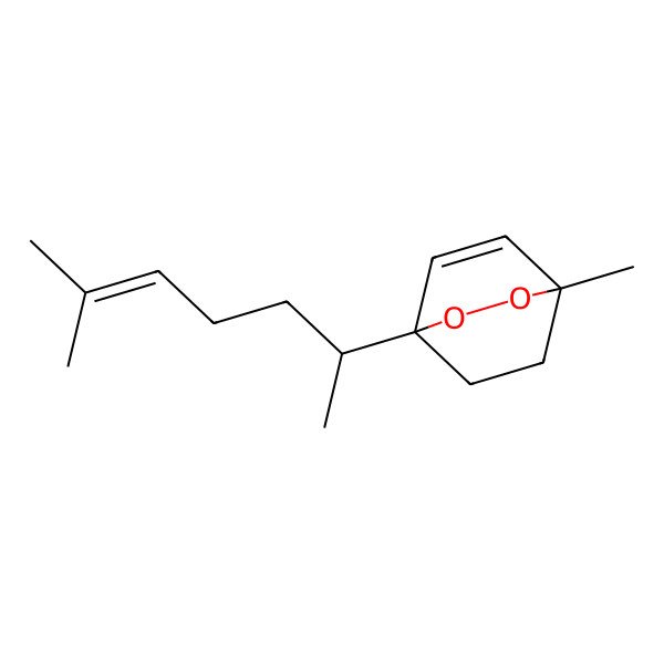 2D Structure of (1R,4R)-1-methyl-4-[(2R)-6-methylhept-5-en-2-yl]-2,3-dioxabicyclo[2.2.2]oct-5-ene