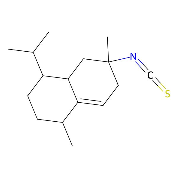 2D Structure of (1R,4R,4aS,6S)-6-isothiocyanato-1,6-dimethyl-4-propan-2-yl-2,3,4,4a,5,7-hexahydro-1H-naphthalene