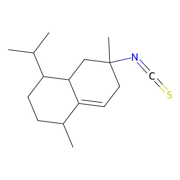 2D Structure of (1R,4R,4aS,6S)-6-isothiocyanato-1,6-dimethyl-4-propan-2-yl-2,3,4,4a,5,7-hexahydro-1H-naphthalene 2D Structure of (1R,4R,4aS,6S)-6-isothiocyanato-1,6-dimethyl-4-propan-2-yl-2,3,4,4a,5,7-hexahydro-1H-naphthalene