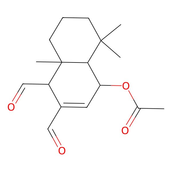 2D Structure of [(1R,4R,4aS,8aS)-3,4-diformyl-4a,8,8-trimethyl-1,4,5,6,7,8a-hexahydronaphthalen-1-yl] acetate