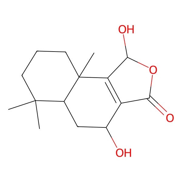 2D Structure of (1R,4R,5aS,9aS)-1,4-dihydroxy-6,6,9a-trimethyl-4,5,5a,7,8,9-hexahydro-1H-benzo[e][2]benzofuran-3-one