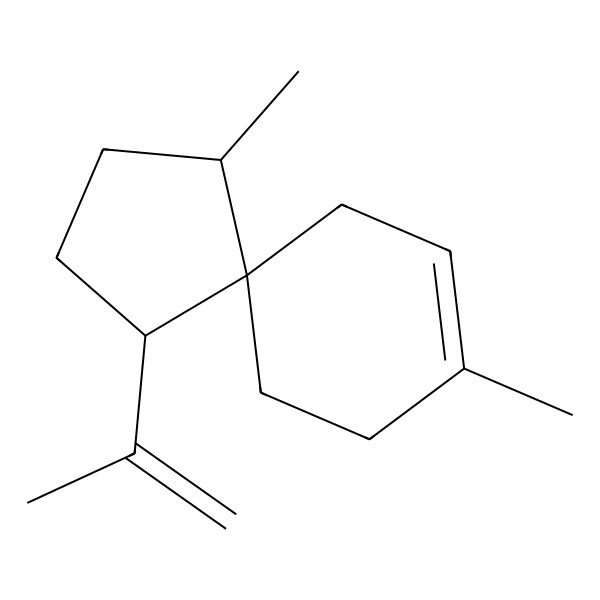 2D Structure of (1R,4R,5R)-1,8-dimethyl-4-prop-1-en-2-ylspiro[4.5]dec-8-ene
