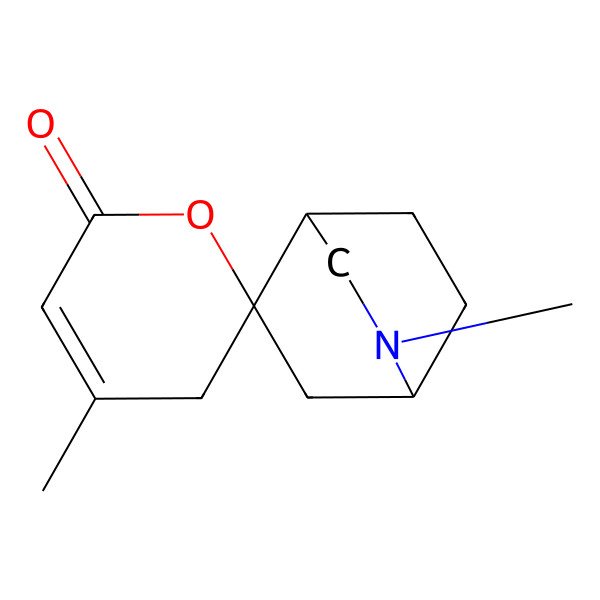 2D Structure of (1R,4R,5R)-2,4'-dimethylspiro[2-azabicyclo[2.2.2]octane-5,2'-3H-pyran]-6'-one
