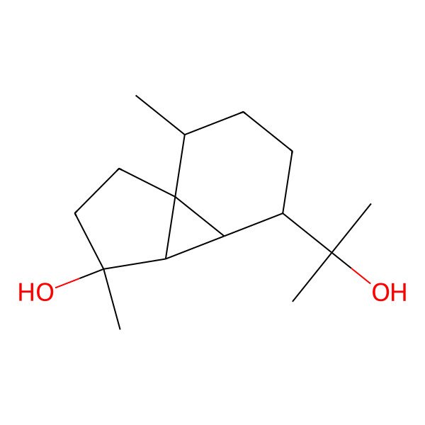 2D Structure of (1R,4R,5R,6R,7R,10R)-7-(2-hydroxypropan-2-yl)-4,10-dimethyltricyclo[4.4.0.01,5]decan-4-ol