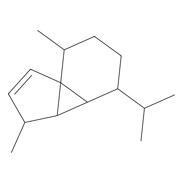 2D Structure of (1R,4R,5R,6R,7S,10R)-4,10-dimethyl-7-propan-2-yltricyclo[4.4.0.01,5]dec-2-ene