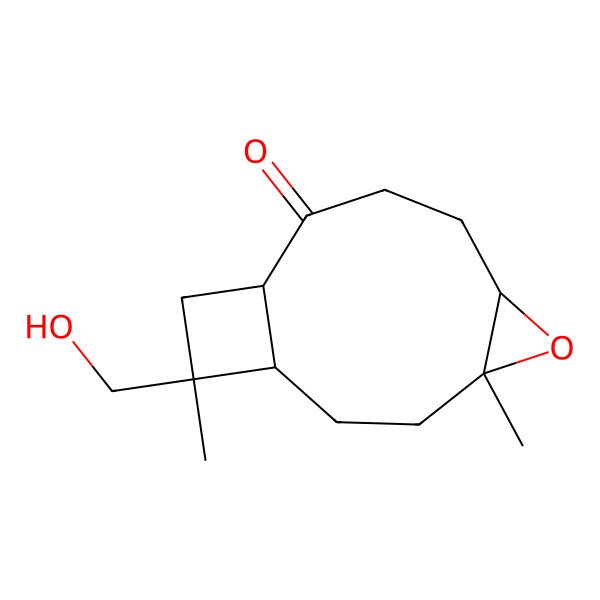 2D Structure of (1R,4R,6R,10S,12R)-12-(hydroxymethyl)-4,12-dimethyl-5-oxatricyclo[8.2.0.04,6]dodecan-9-one