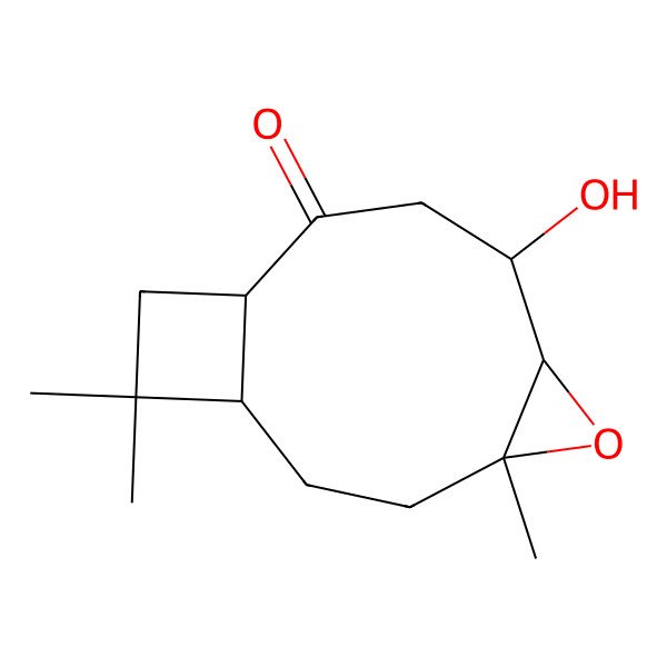 2D Structure of (1R,4R,6R,7S,10S)-7-hydroxy-4,12,12-trimethyl-5-oxatricyclo[8.2.0.04,6]dodecan-9-one