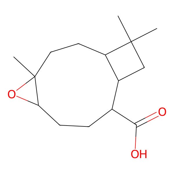 2D Structure of (1R,4R,6R,9S,10S)-4,12,12-trimethyl-5-oxatricyclo[8.2.0.04,6]dodecane-9-carboxylic acid
