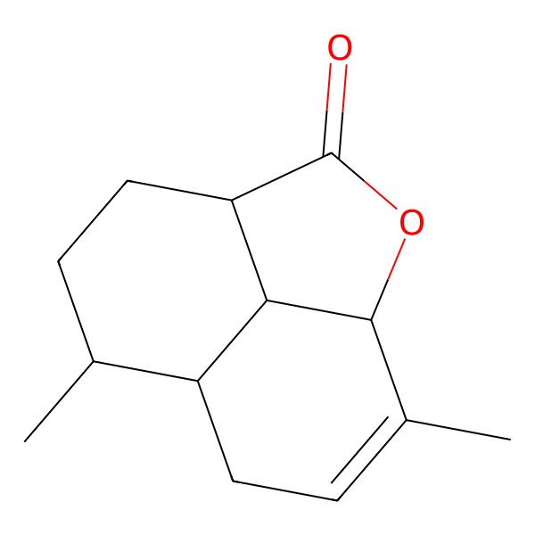2D Structure of (1R,4R,7R,8S,12R)-7,11-dimethyl-2-oxatricyclo[6.3.1.04,12]dodec-10-en-3-one