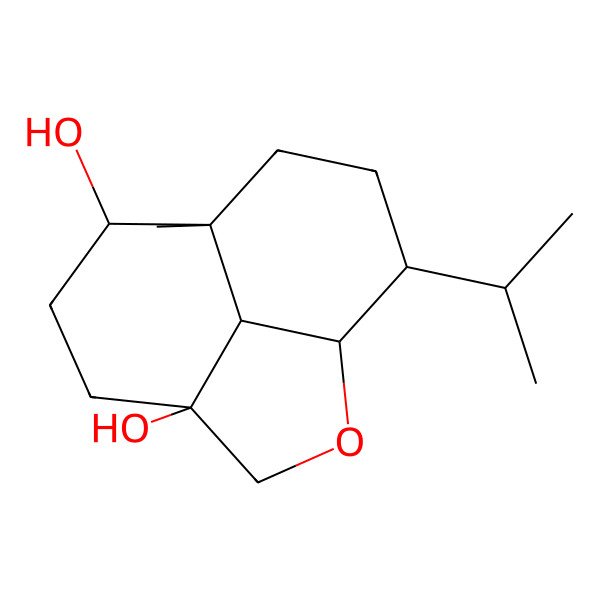 2D Structure of (1R,4R,7S,8S,11R,12R)-8-methyl-11-propan-2-yl-2-oxatricyclo[6.3.1.04,12]dodecane-4,7-diol