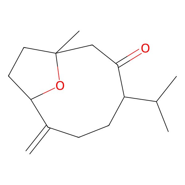 2D Structure of (1R,4R,8S)-1-methyl-7-methylidene-4-propan-2-yl-11-oxabicyclo[6.2.1]undecan-3-one