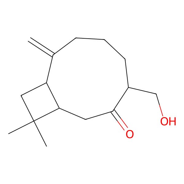 2D Structure of (1R,4R,9R)-4-(hydroxymethyl)-11,11-dimethyl-8-methylidenebicyclo[7.2.0]undecan-3-one