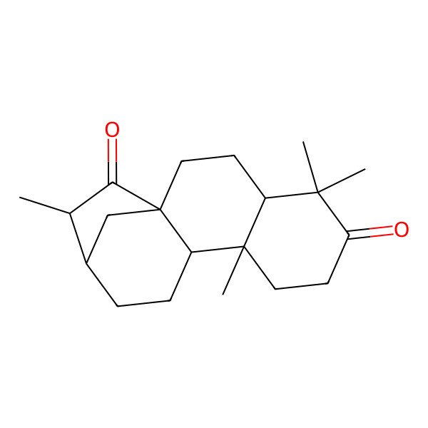 2D Structure of (1R,4R,9R,10S,13R,14R)-5,5,9,14-tetramethyltetracyclo[11.2.1.01,10.04,9]hexadecane-6,15-dione
