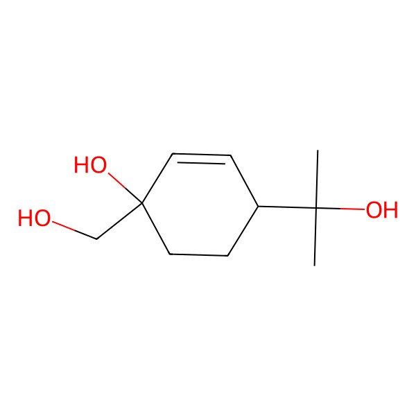 2D Structure of (1R,4S)-1-(hydroxymethyl)-4-(2-hydroxypropan-2-yl)cyclohex-2-en-1-ol 2D Structure of (1R,4S)-1-(hydroxymethyl)-4-(2-hydroxypropan-2-yl)cyclohex-2-en-1-ol