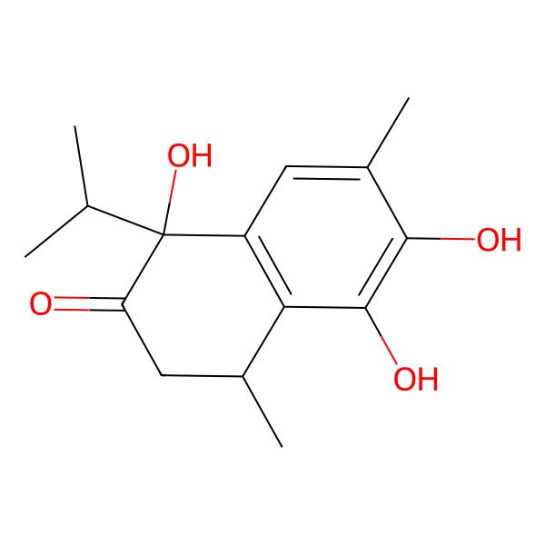 2D Structure of (1R,4S)-1,5,6-trihydroxy-4,7-dimethyl-1-propan-2-yl-3,4-dihydronaphthalen-2-one