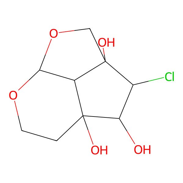 2D Structure of (1R,4S,5R,6S,7S,11S)-5-chloro-2,10-dioxatricyclo[5.3.1.04,11]undecane-4,6,7-triol