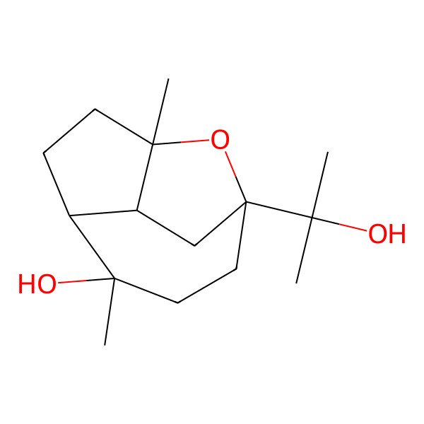 2D Structure of (1R,4S,5R,8S,10S)-8-(2-hydroxypropan-2-yl)-1,5-dimethyl-11-oxatricyclo[6.2.1.04,10]undecan-5-ol