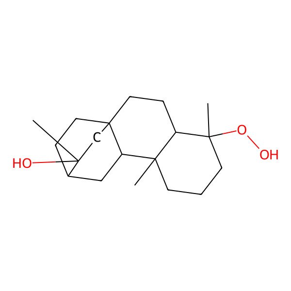 2D Structure of (1R,4S,5R,9S,10S,12S,13S)-5-hydroperoxy-5,9,13-trimethyltetracyclo[10.2.2.01,10.04,9]hexadecan-13-ol