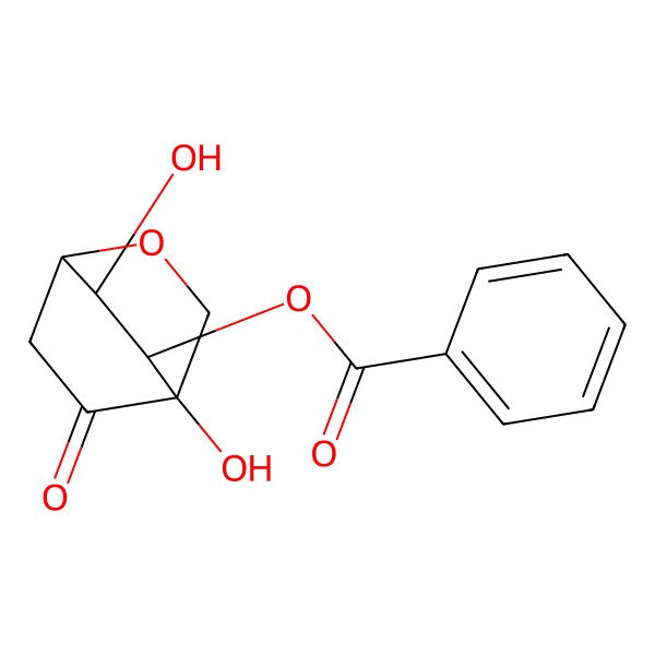 2D Structure of [(1R,4S,5S,6R)-4,6-dihydroxy-8-oxo-2-oxabicyclo[2.2.2]octan-5-yl] benzoate