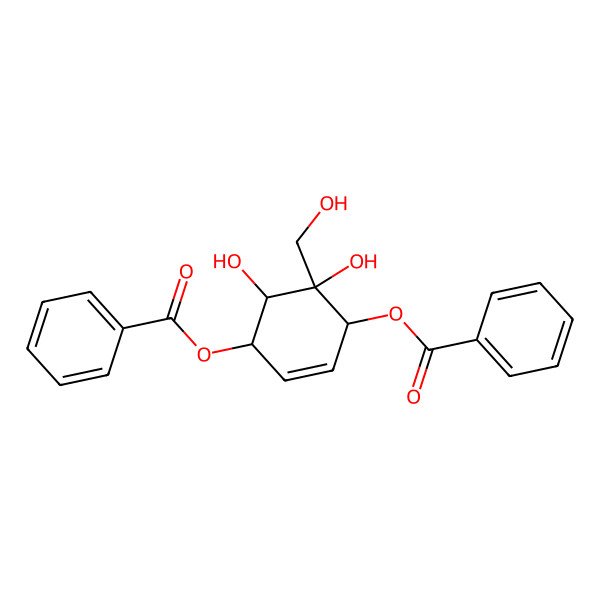 2D Structure of [(1R,4S,5S,6S)-4-benzoyloxy-5,6-dihydroxy-5-(hydroxymethyl)cyclohex-2-en-1-yl] benzoate