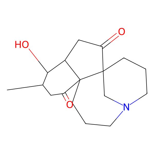 2D Structure of (1R,4S,5S,6S,9S)-5-hydroxy-6-methyl-13-azatetracyclo[11.3.1.01,9.04,9]heptadecane-2,8-dione