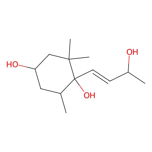 2D Structure of (1R,4S,6R)-1-[(E,3R)-3-hydroxybut-1-enyl]-2,2,6-trimethylcyclohexane-1,4-diol