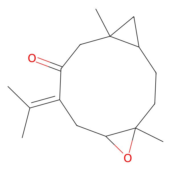 2D Structure of (1R,4S,6S,11S)-4,11-dimethyl-8-propan-2-ylidene-5-oxatricyclo[9.1.0.04,6]dodecan-9-one