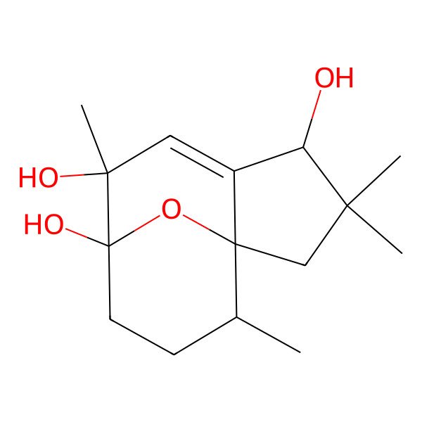 2D Structure of (1R,4S,7R,8S,11R)-3,3,7,11-tetramethyl-12-oxatricyclo[6.3.1.01,5]dodec-5-ene-4,7,8-triol