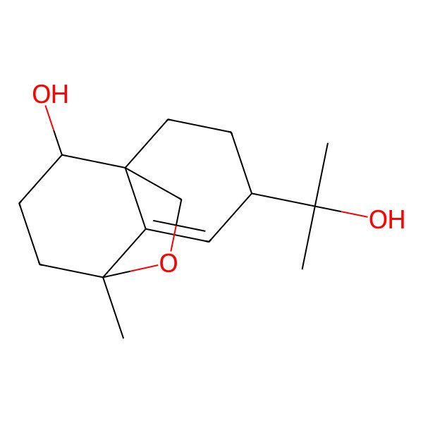 2D Structure of (1R,4S,7S,10R)-4-(2-hydroxypropan-2-yl)-7-methyl-12-oxatricyclo[5.3.2.01,6]dodec-5-en-10-ol