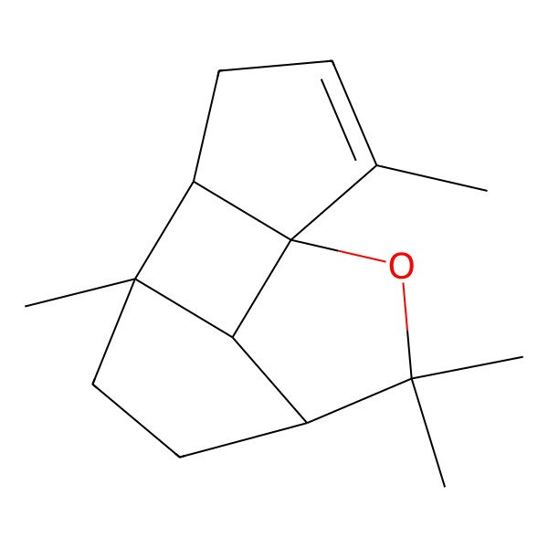 2D Structure of (1R,4S,7S,8S,12S)-3,3,7,11-tetramethyl-2-oxatetracyclo[5.4.1.01,8.04,12]dodec-10-ene