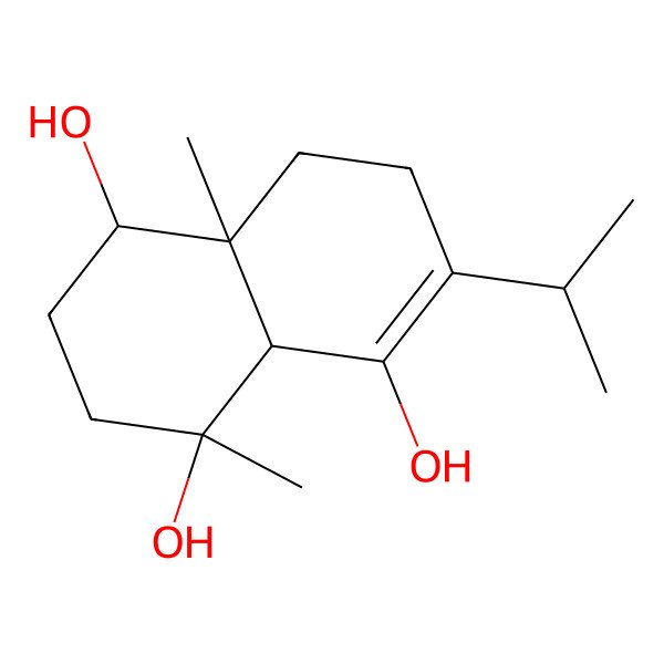 2D Structure of (1R,4S,8aR)-4,8a-dimethyl-6-propan-2-yl-1,2,3,4a,7,8-hexahydronaphthalene-1,4,5-triol 2D Structure of (1R,4S,8aR)-4,8a-dimethyl-6-propan-2-yl-1,2,3,4a,7,8-hexahydronaphthalene-1,4,5-triol