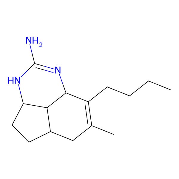 2D Structure of (1R,4S,8S,12R)-9-butyl-10-methyl-5,7-diazatricyclo[6.3.1.04,12]dodeca-6,9-dien-6-amine