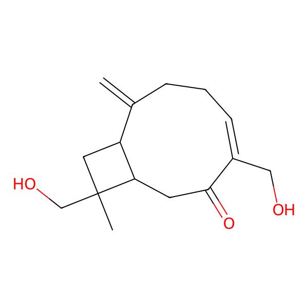 2D Structure of (1R,4Z,9R,11S)-4,11-bis(hydroxymethyl)-11-methyl-8-methylidenebicyclo[7.2.0]undec-4-en-3-one