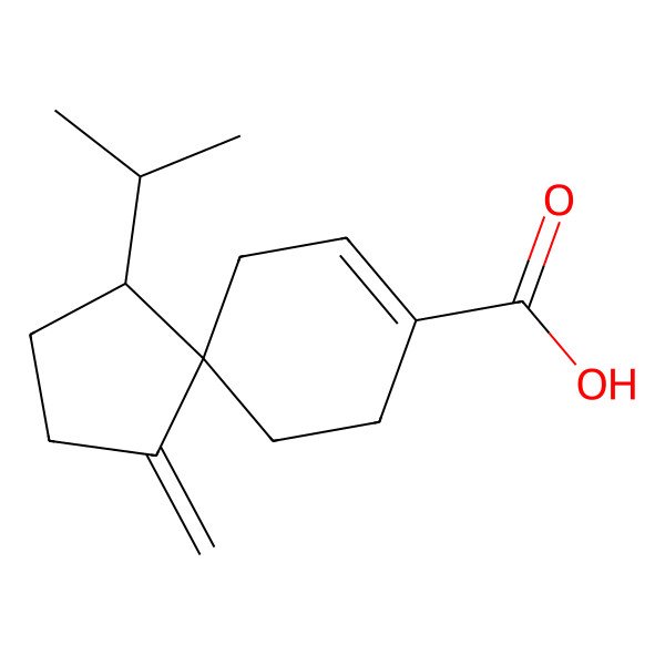 2D Structure of (1R,5R)-4-methylidene-1-propan-2-ylspiro[4.5]dec-8-ene-8-carboxylic acid