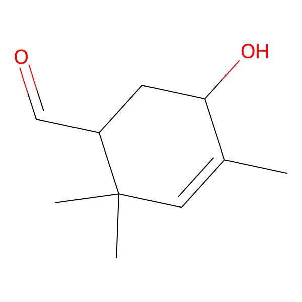 2D Structure of (1R,5R)-5-hydroxy-2,2,4-trimethylcyclohex-3-ene-1-carbaldehyde