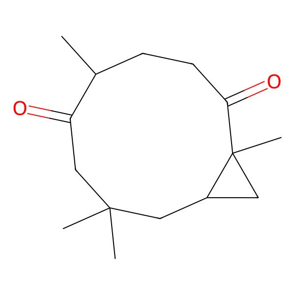 2D Structure of (1R,5R,10S)-1,5,8,8-tetramethylbicyclo[8.1.0]undecane-2,6-dione