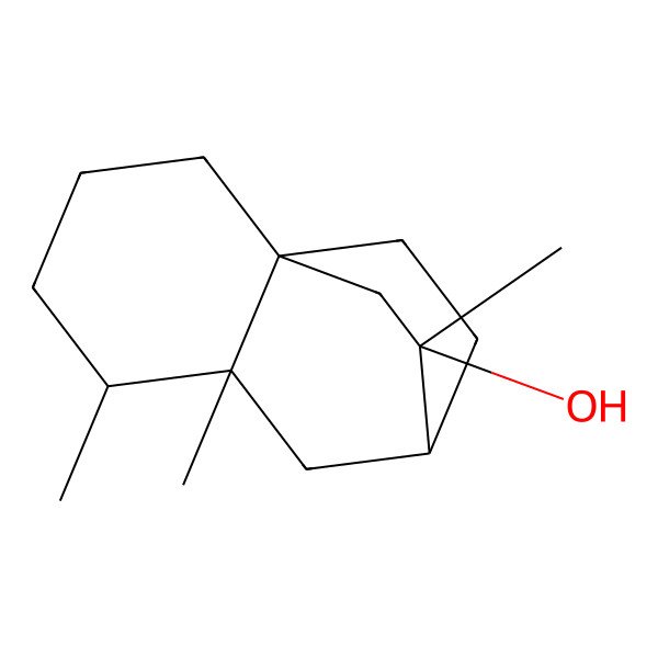 2D Structure of (1R,5R,6S,8R,9S)-5,6,9-trimethyltricyclo[6.2.2.01,6]dodecan-9-ol
