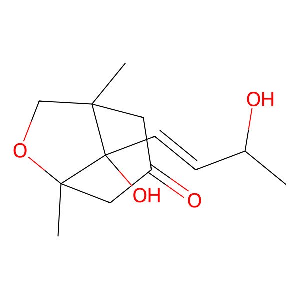 2D Structure of (1R,5R,8R)-8-hydroxy-8-[(E,3R)-3-hydroxybut-1-enyl]-1,5-dimethyl-6-oxabicyclo[3.2.1]octan-3-one