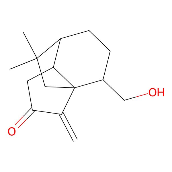 2D Structure of (1R,5R,9R)-9-(hydroxymethyl)-11,11-dimethyl-2-methylidenetricyclo[4.3.2.01,5]undecan-3-one