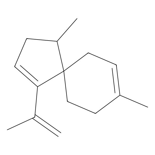 2D Structure of (1R,5S)-1,8-dimethyl-4-prop-1-en-2-ylspiro[4.5]deca-3,8-diene