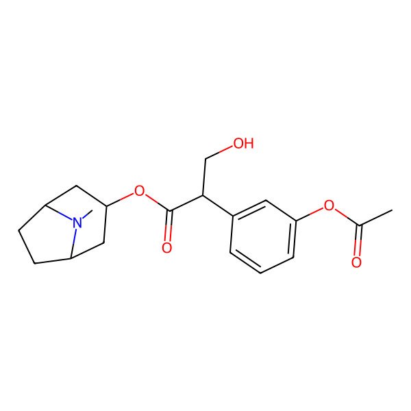 2D Structure of [(1R,5S)-8-methyl-8-azabicyclo[3.2.1]octan-3-yl] 2-(3-acetyloxyphenyl)-3-hydroxypropanoate