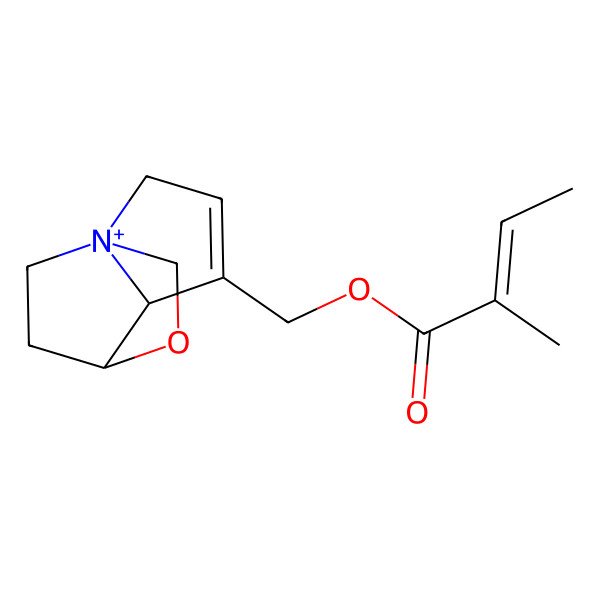 2D Structure of [(1R,5S,6R)-7-oxa-1-azoniatricyclo[4.2.2.01,5]dec-3-en-4-yl]methyl (Z)-2-methylbut-2-enoate