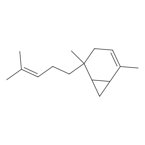 2D Structure of (1R,5S,6S)-2,5-dimethyl-5-(4-methylpent-3-enyl)bicyclo[4.1.0]hept-2-ene